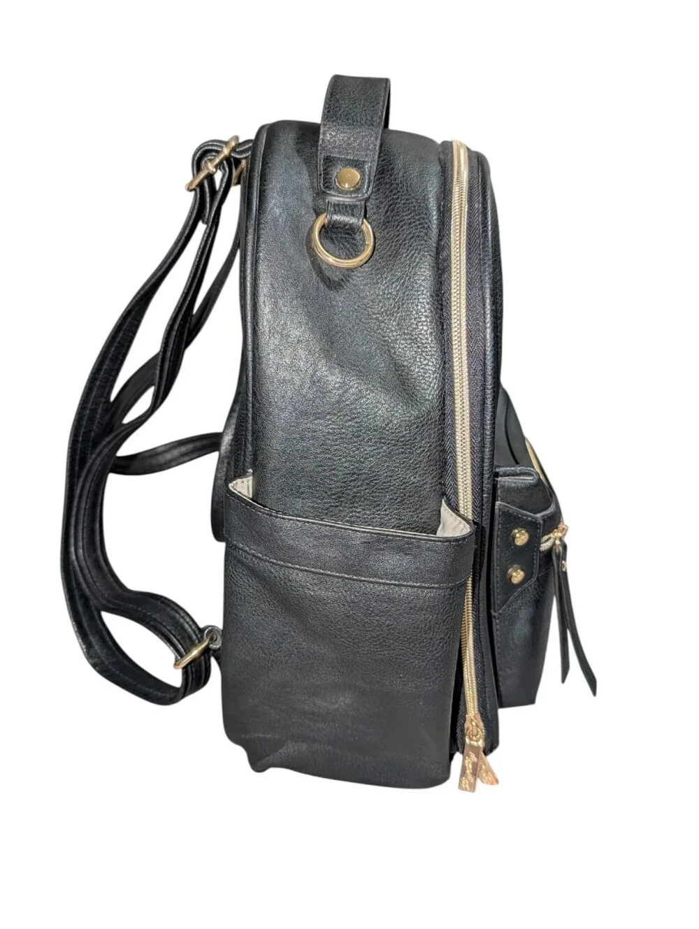 Itzy Ritzy Mini Diaper Bag Backpack Black And Gold Hardware